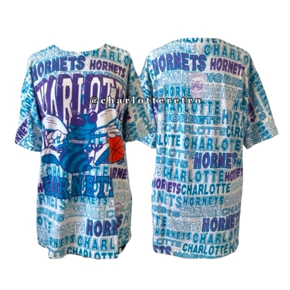 vtg Charlotte Hornets AOP Single Stitch Tee